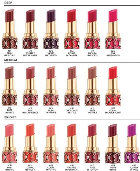 yves saint laurent lipsticks|ysl lipstick color chart.